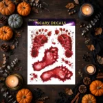 Halloween blood decal sticker sheet styled with spooky decorations