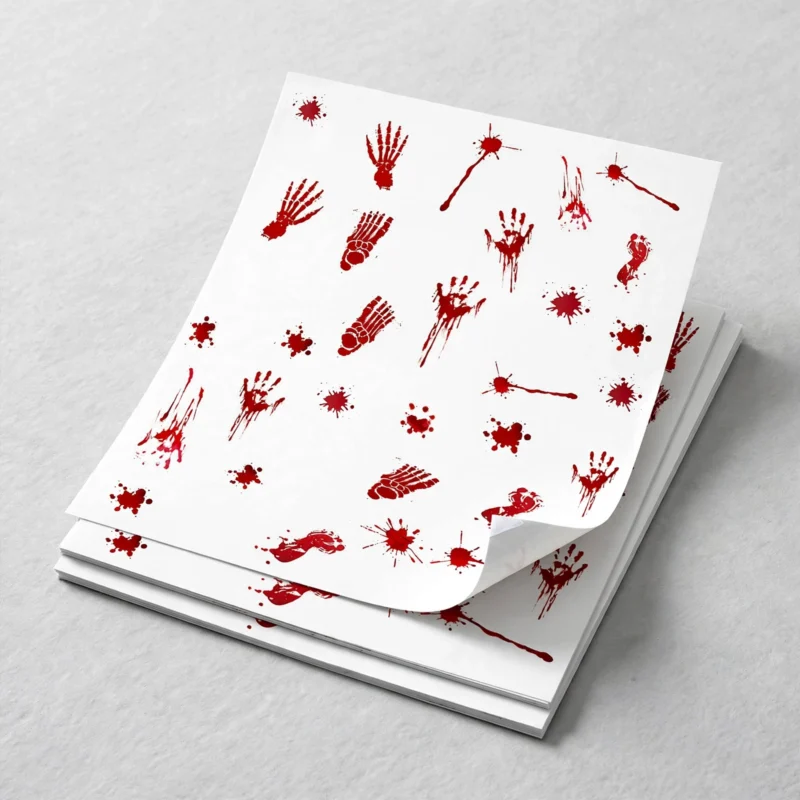 Bloody Halloween wall stickers sheets fanned out at an angle