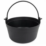 Black Halloween cauldron bucket sweet bowl with handle front view