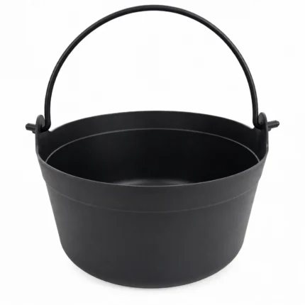 Black Halloween cauldron bucket sweet bowl with handle front view