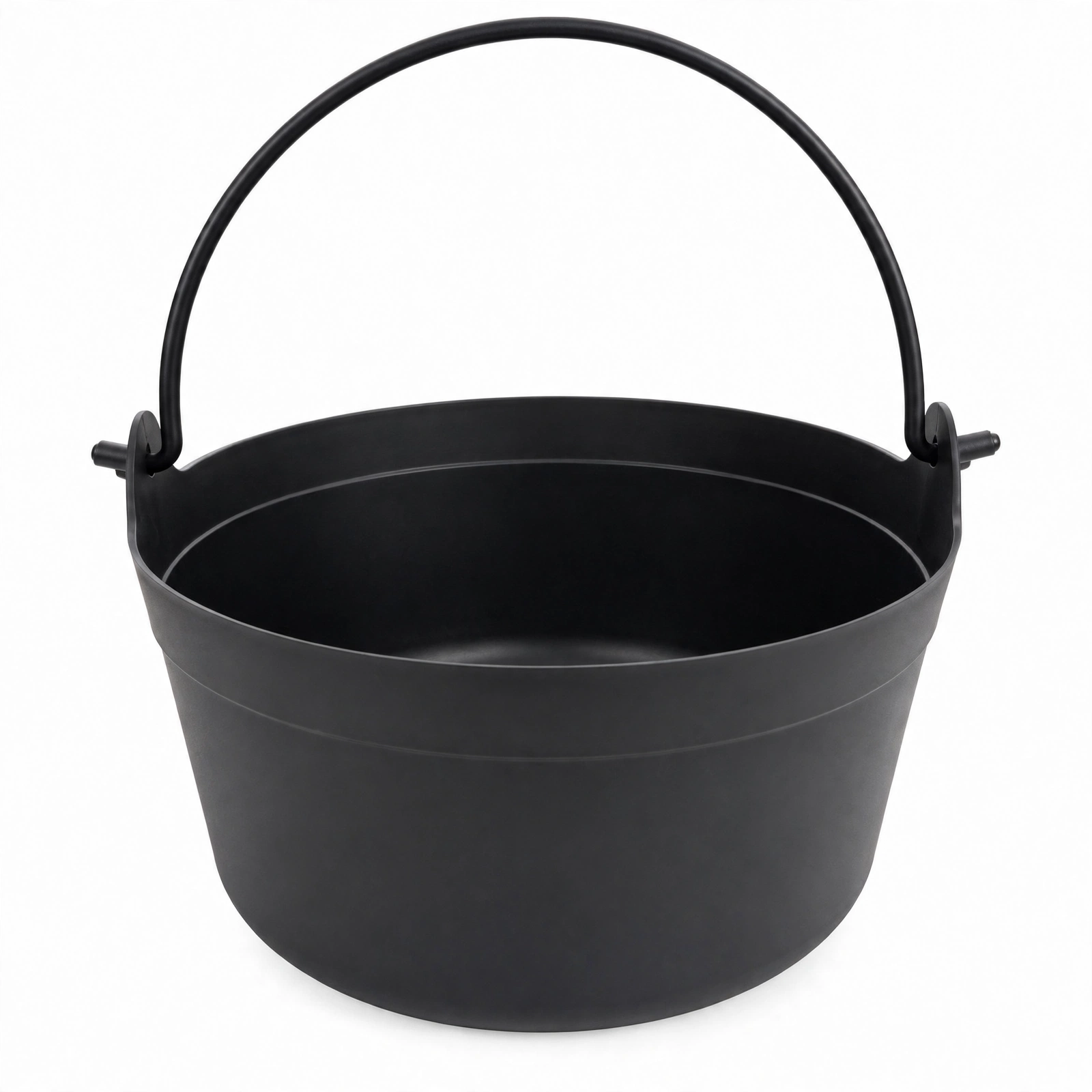 Halloween Black Cauldron Bucket Front View Black Halloween cauldron bucket sweet bowl with handle front view