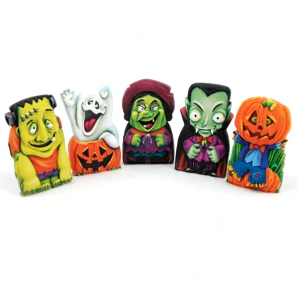 Halloween finger puppets three-quarter angle view showing detail