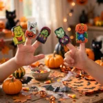 Children playing with Halloween finger puppets on their fingers