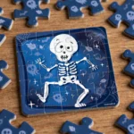 Close-up of Halloween mini jigsaw puzzle pieces