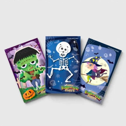 Halloween mini notebooks fanned out at three-quarter angle