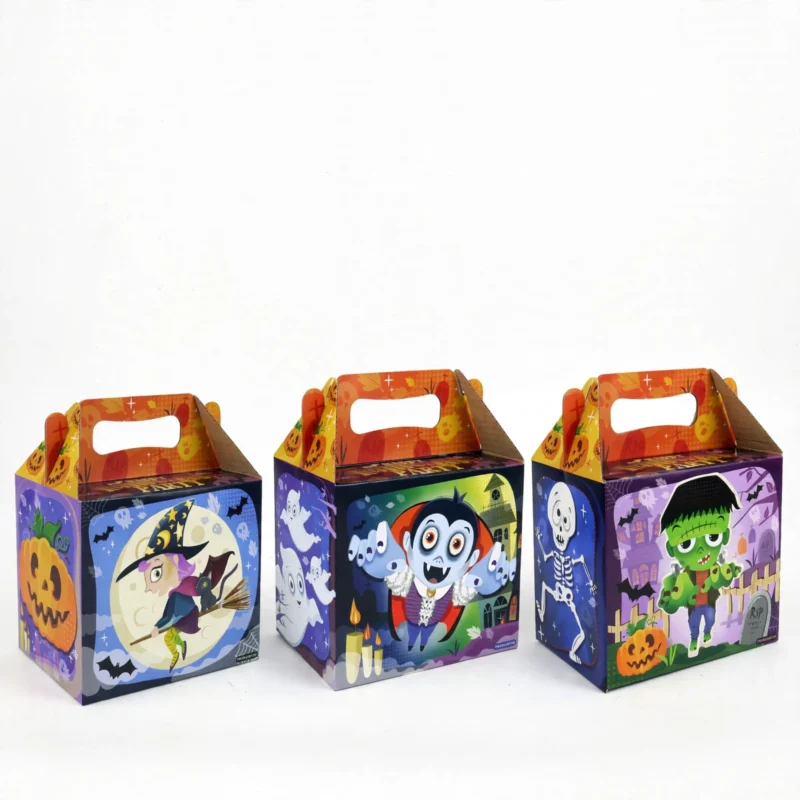 Halloween party treat boxes pack of 3, front view