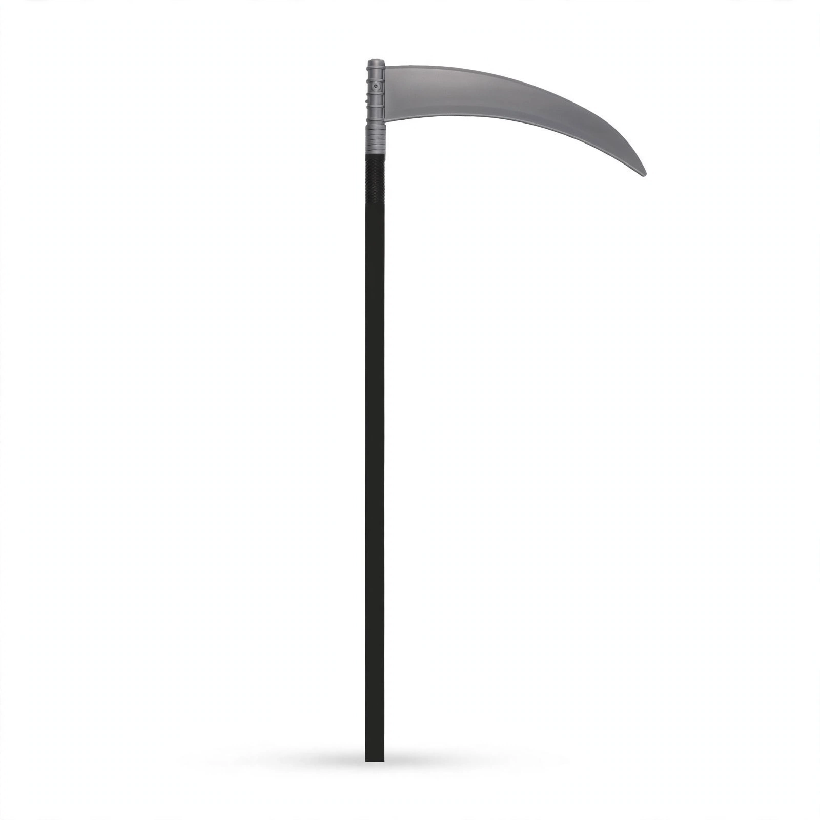 Halloween Scythe Toy 4-Pack 110cm Front View Four 110cm Halloween scythe toys with silver curved blades and black handles, front studio view