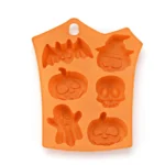 Orange Halloween silicone mould with 6 cavities, front view
