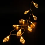 Halloween skeleton hand LED string lights, three-quarter angle view