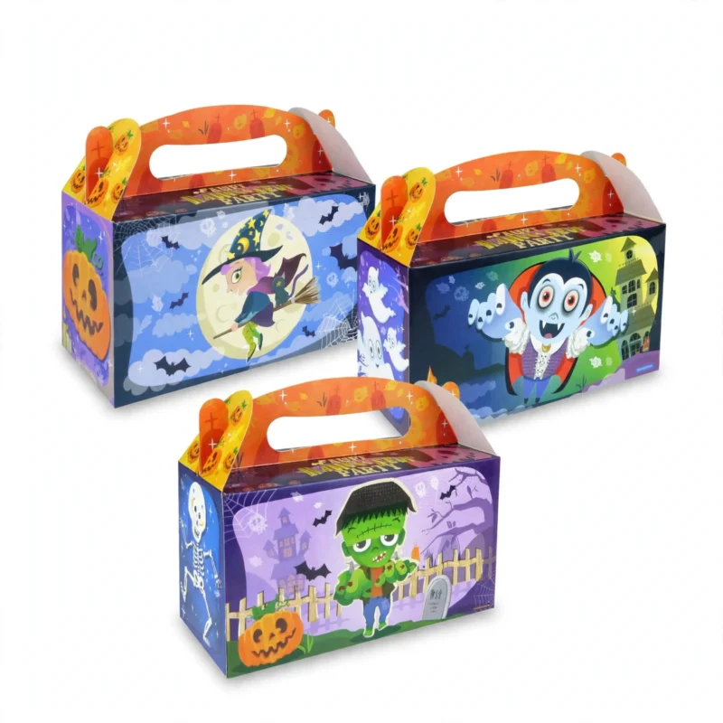 Large Halloween treat boxes, three-quarter angle view