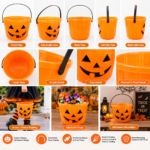 Halloween Trick or Treat Orange Bucket with Handle - Image 2