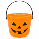 Orange Halloween trick or treat bucket with handle