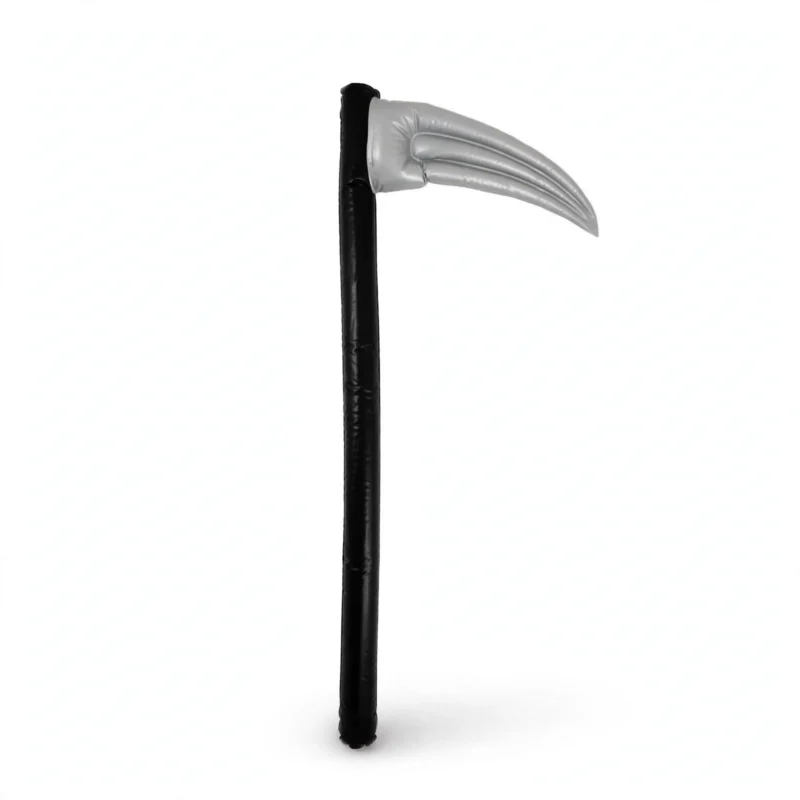 Inflatable Halloween devil scythe 100cm with silver blade, front view