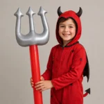 Inflatable devils fork held upright showing its 85cm length