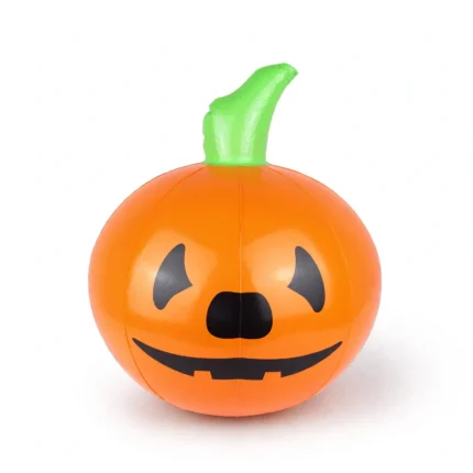 Inflatable Halloween pumpkin decoration with cartoon face front view