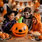 Inflatable Halloween pumpkin decoration at a party