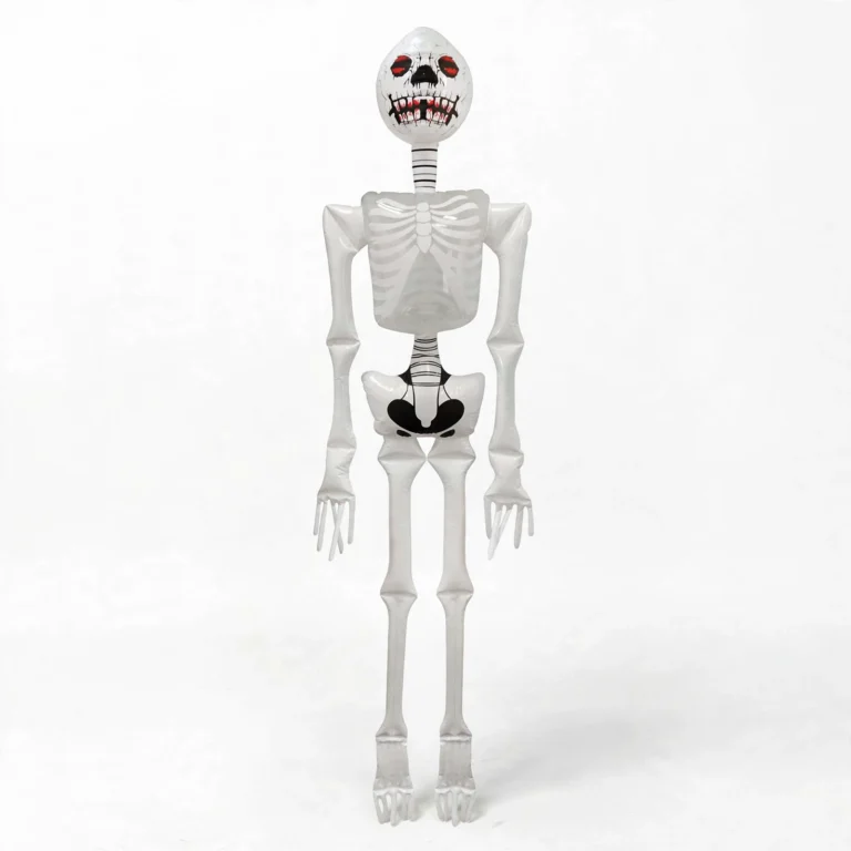 Giant white inflatable Halloween skeleton 183cm front view