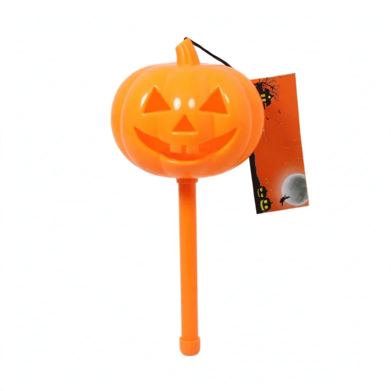 Light up Halloween pumpkin on a stick, 13-15cm, front view