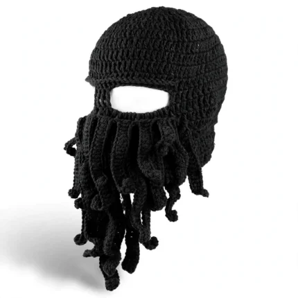 Octopus beard beanie hat three-quarter angle view