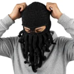 Octopus beard beanie hat worn showing fit and scale