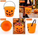 Halloween Trick or Treat Orange Bucket with Handle - Image 3