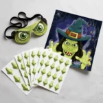 Stick the Nose on the Witch game pieces, three-quarter angle view