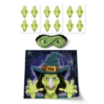 Stick the Nose on the Witch game set with poster, mask and noses, front view