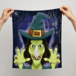 Witch poster held up showing its large party-game size